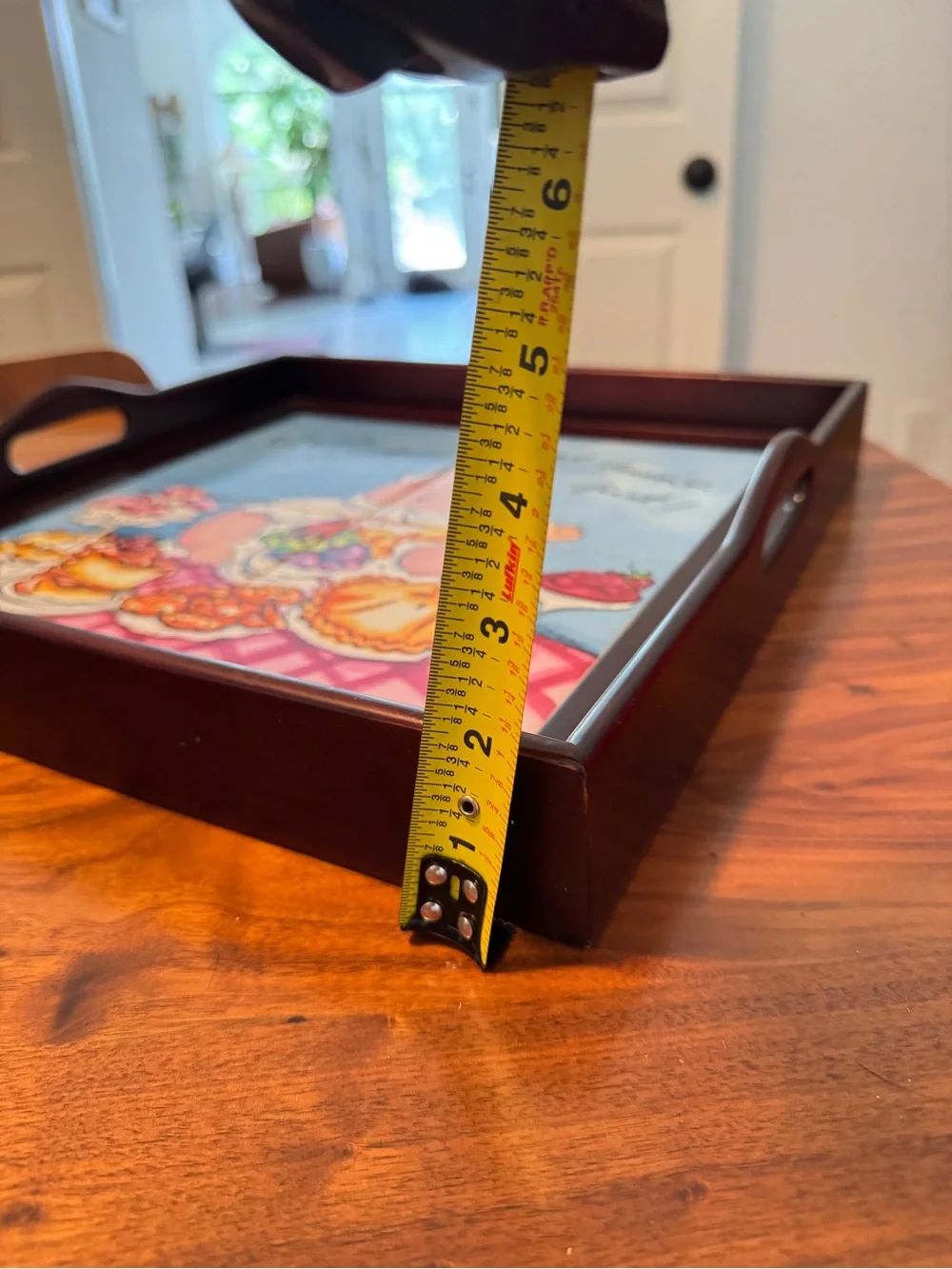Vintage Mud Pie Wood Ceramic Serving Tray 14.75